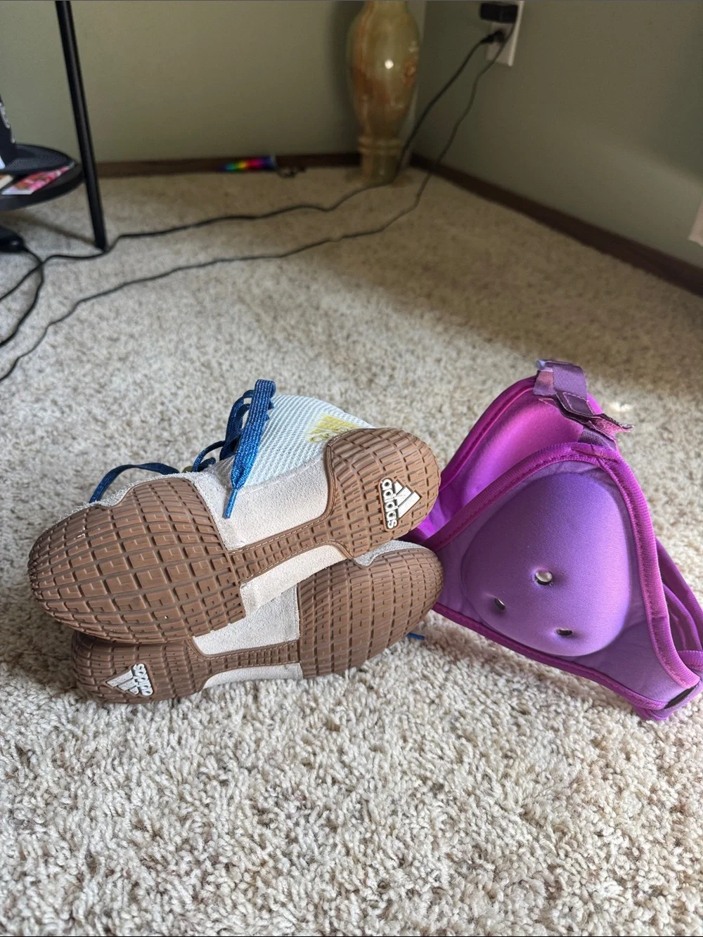 Adidas wrestling shoes and youth headgear